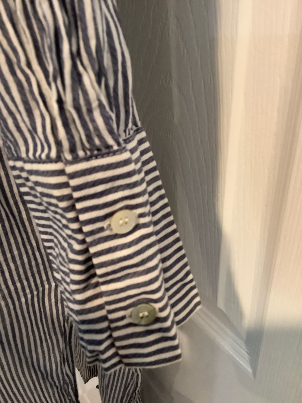 OYSHO 100% Cotton Blue/White Striped Coastal Grandma Beachy Maxi Dress M - Picture 5 of 8